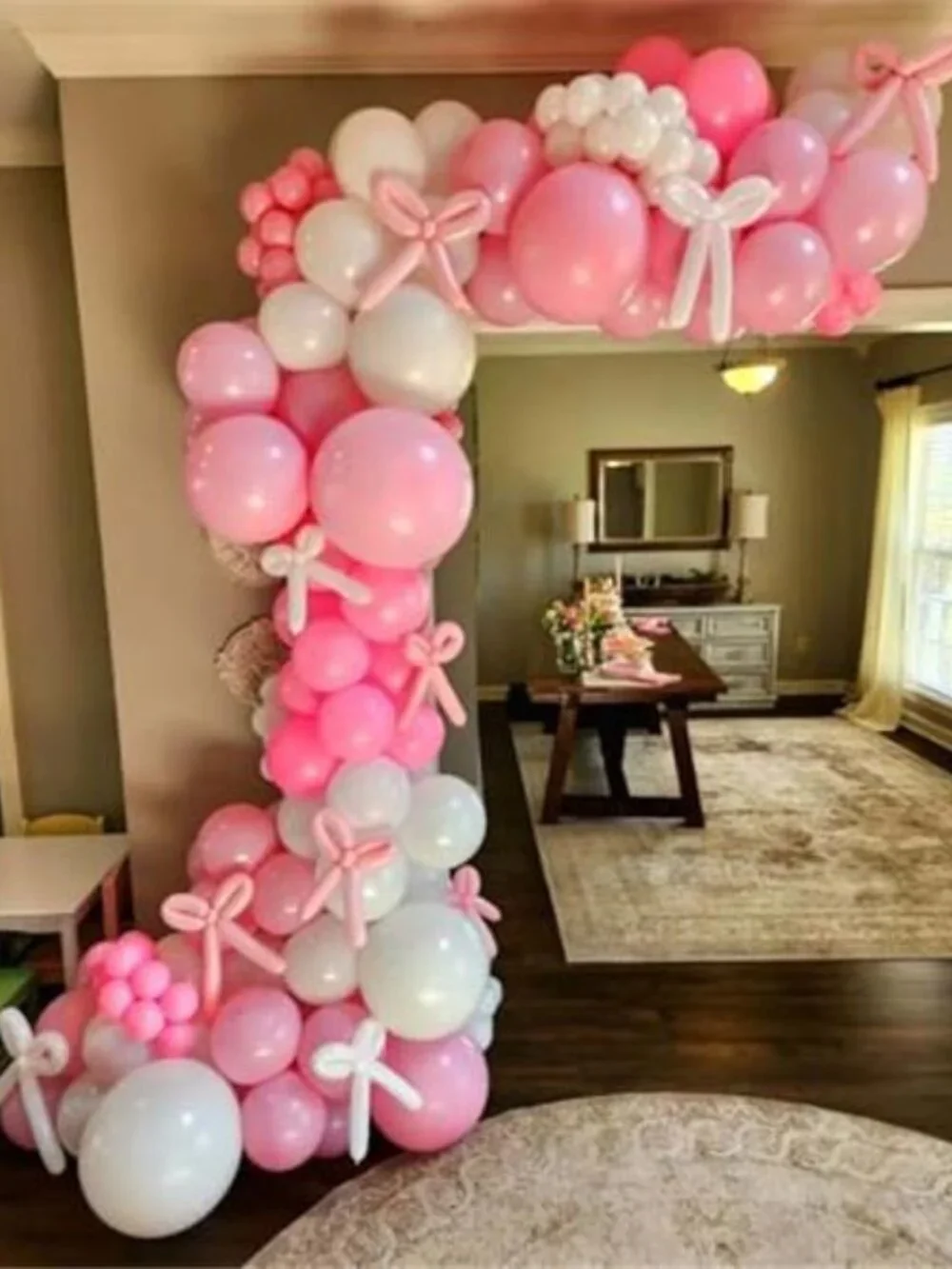 Pink Balloon Arch Kit Bow Garland Birthday Baby Shower Party Decoration Set